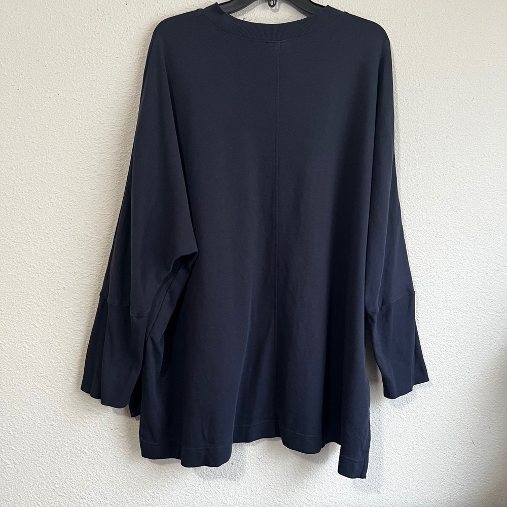 Pact Organic Cotton Oversized Sweatshirt Navy Blue XL XXL Crew Neck High Low Hem - Picture 3 of 9